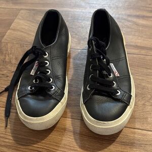 Superga Black Leather Sneakers